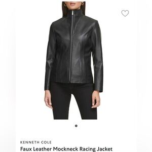 KENNETH COLE
Faux Leather Mockneck Racing Jacket